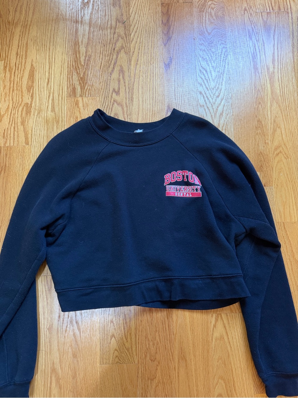 Boston University Dental Black Cropped Crewneck Sweatshirt